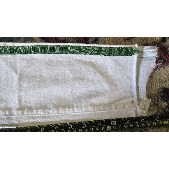 NA-KD Raw White Tapered Jeans Women's Size 38 5-Pocket Raw Hem Green Leg Stripe - Picture 6 of 9